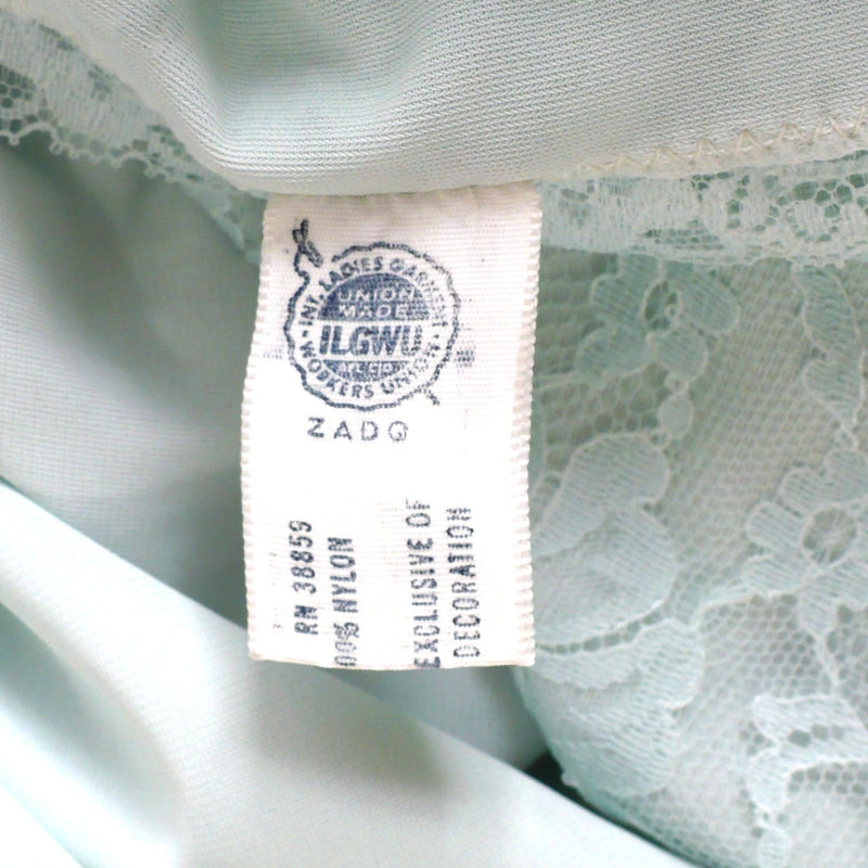 1960s Vintage Mint Green Lace Medium Full Slip.