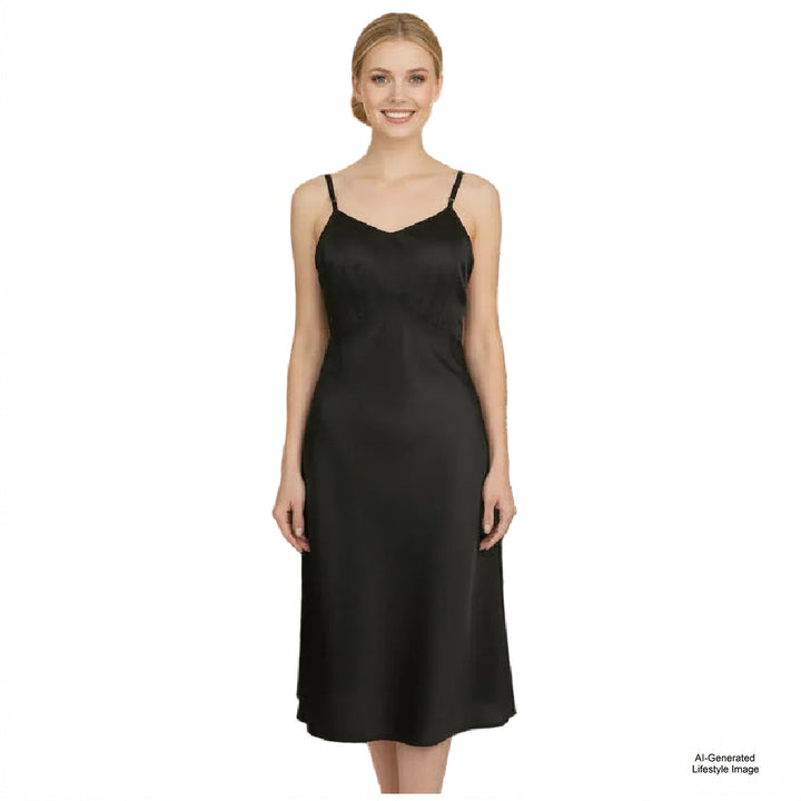 1930s Vintage Midnight Black "Parachute Silk" Nylon Full Slip