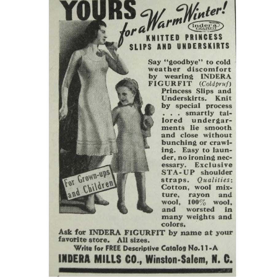 1940s Vintage Wartime Indera Figurefit Knit Wool Winter Full Slip.