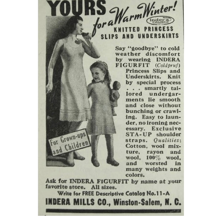 1940s Vintage Wartime Indera Figurefit Knit Wool Winter Full Slip.