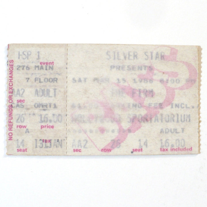 The Firm Mean Business Tour Ticket 1986 Virginia Wolf