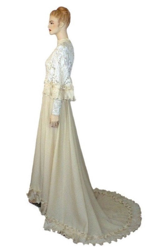 1960s Vintage Victorian Revival Wedding Dress