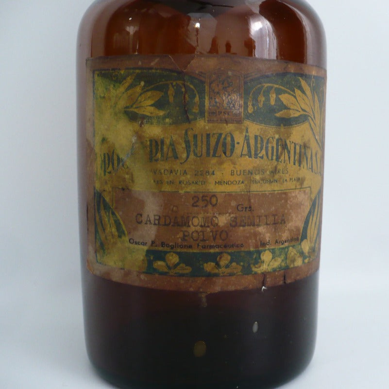 19th c. Antique Vintage Argentina Apothecary Jar Amber Glass Bottle