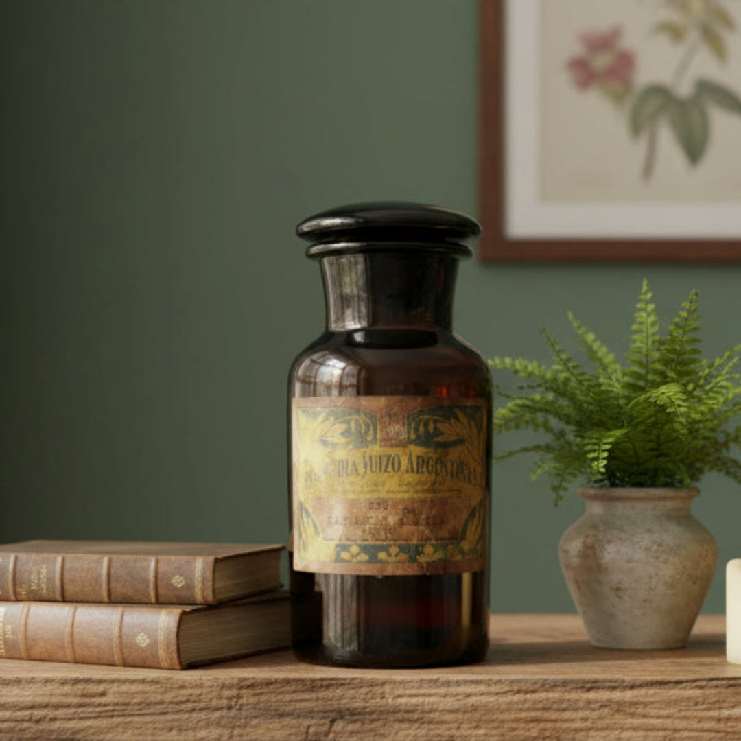 1930 Droguería Suizo Apothecary Jar - Argentina (6 5/8 Inches)