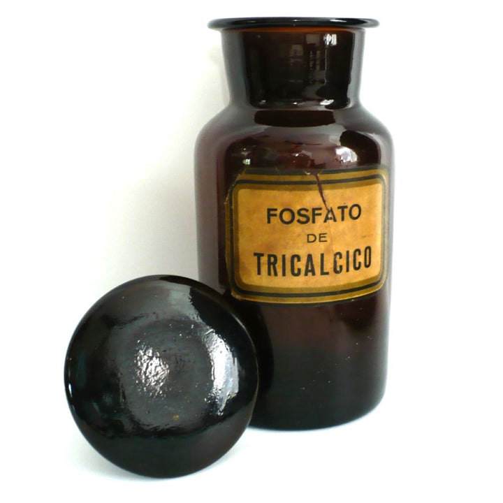 1930 Amber Fosfato de Tricalcico Apothecary Jar - Argentina