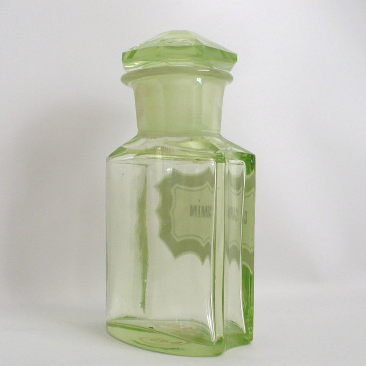 1916 Antique Uranium Glass Apothecary Bottle Medicine Jar Carmine