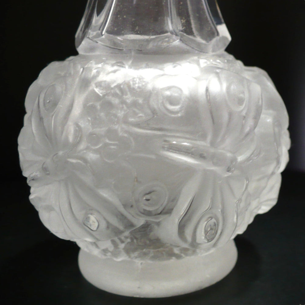 Rare 1930s Bohemian Art Deco Clear & Frosted Dragonfly Vase by Hoffmann & Schlevogt.