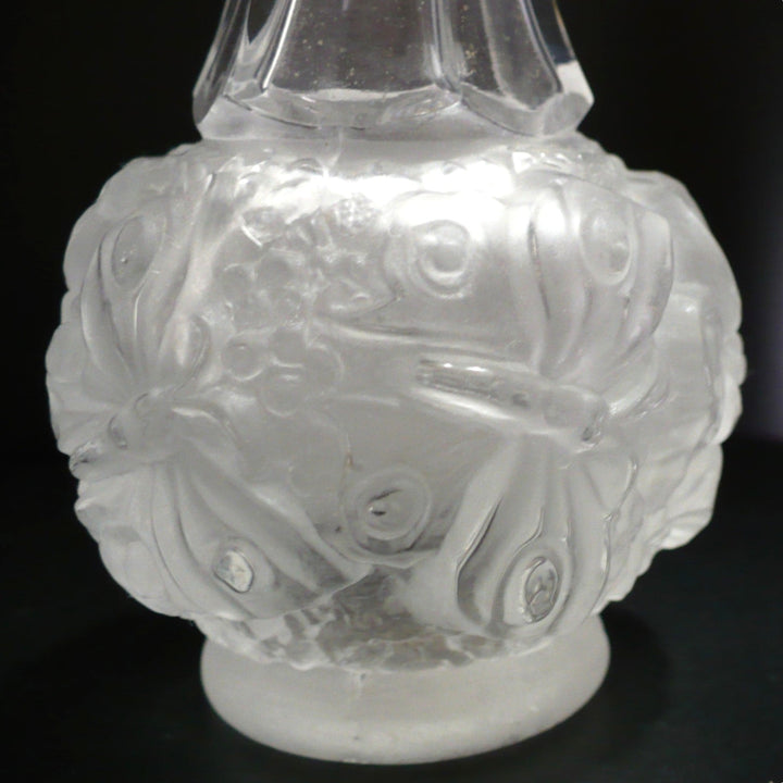 Rare 1930s Bohemian Art Deco Clear & Frosted Dragonfly Vase by Hoffmann & Schlevogt.
