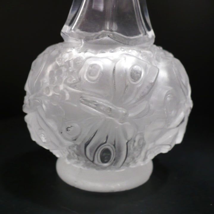 Rare 1930s Bohemian Art Deco Clear & Frosted Dragonfly Vase by Hoffmann & Schlevogt.