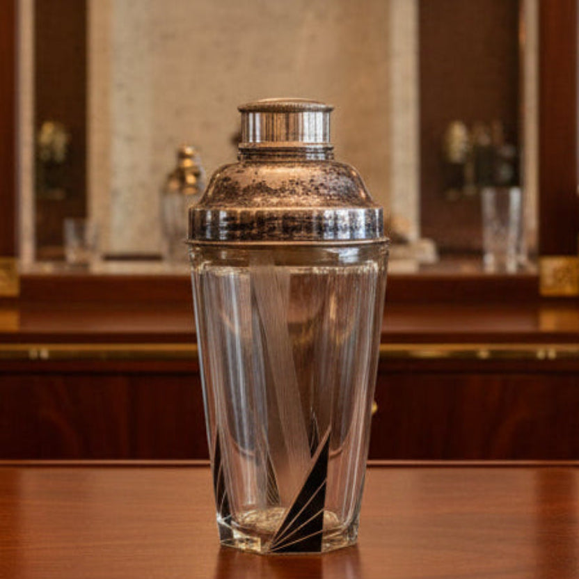 1930s Vintage Karel Karl Palda Art Deco Cocktail Shaker Czech Crystal Barware.