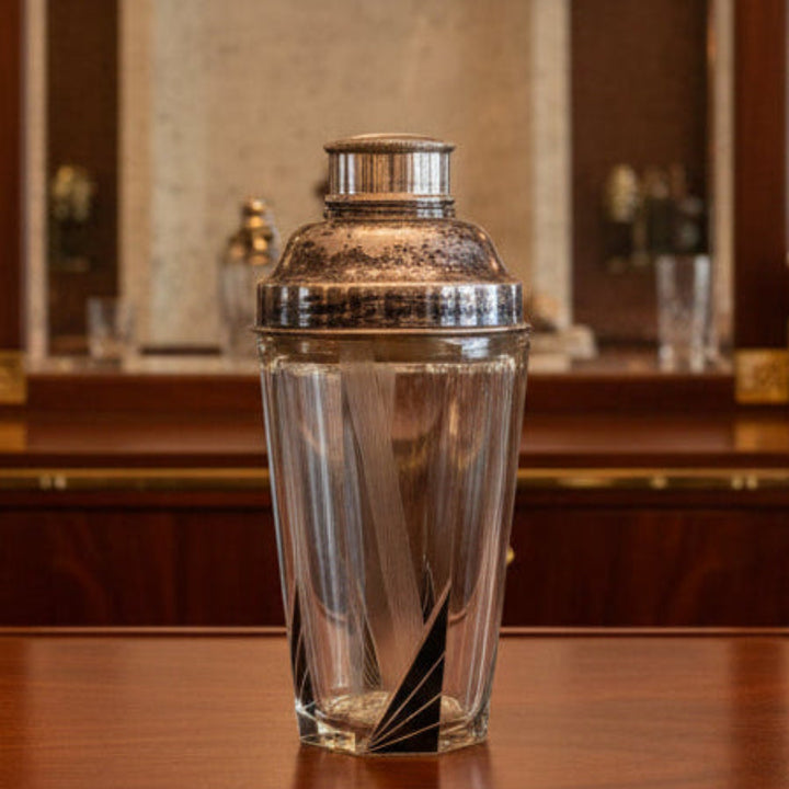 1930s Vintage Karel Karl Palda Art Deco Cocktail Shaker Czech Crystal Barware.