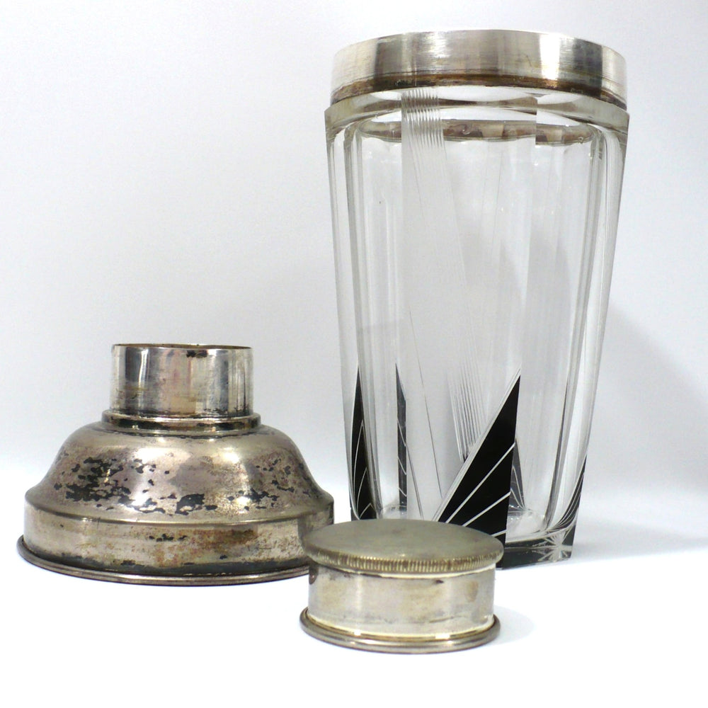 1930s Vintage Karel Karl Palda Art Deco Cocktail Shaker Czech Crystal Barware.