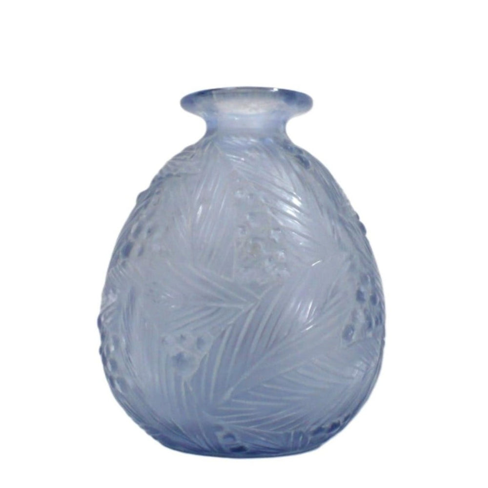 1930s Art Deco Sabino France Blue Glass Vase.