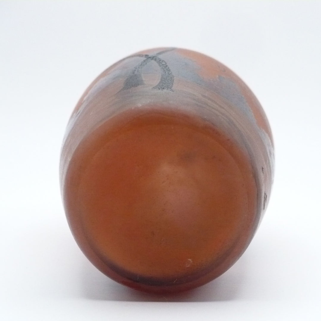 Rare Small Size Muller Frères Lunéville Art Nouveau Vase, Hand-Painted Enamel, Circa 1890-1910.