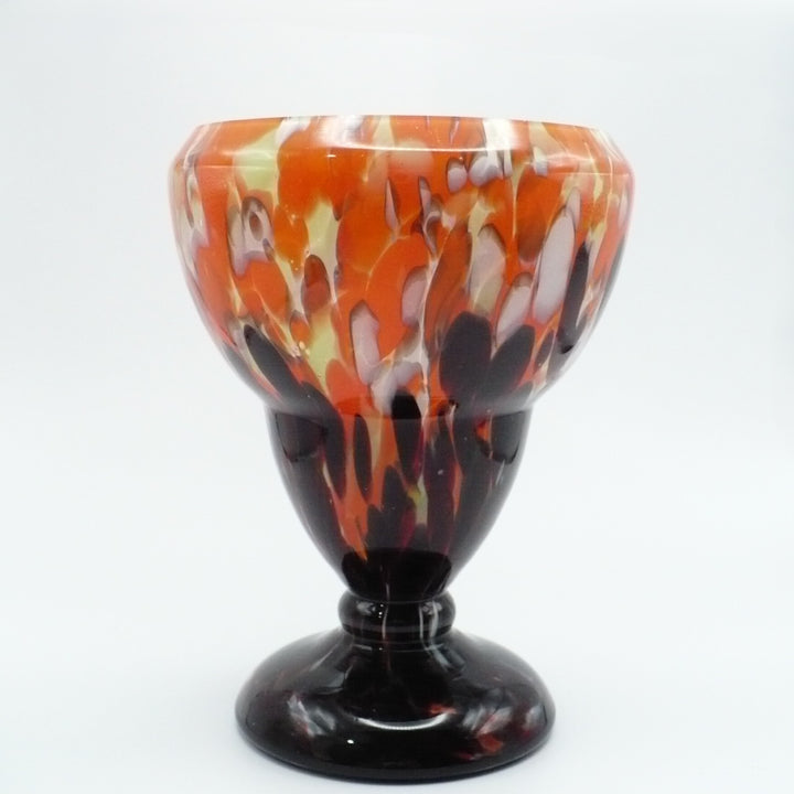 1930 Bohemian Spatter Glass Cabinet Vase, attr. to Steinwald.