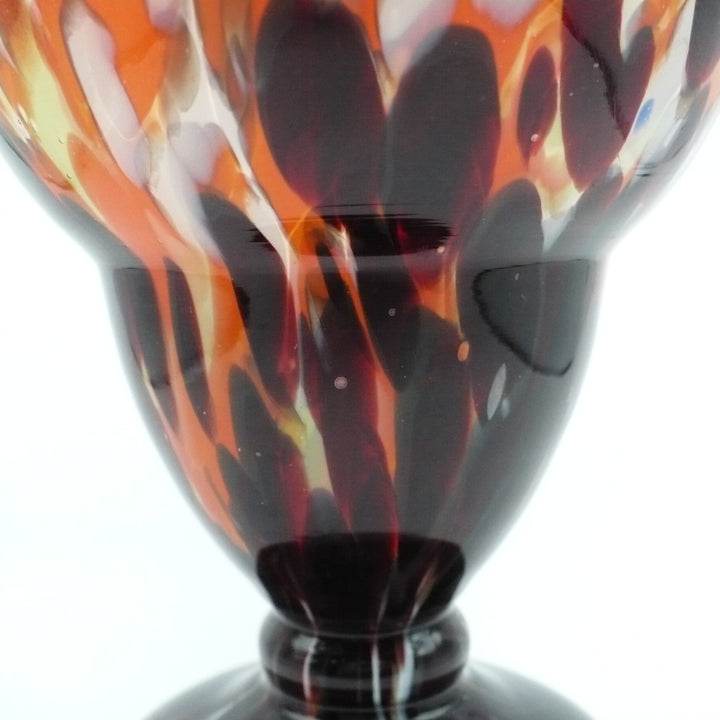 1930 Bohemian Spatter Glass Cabinet Vase, attr. to Steinwald.
