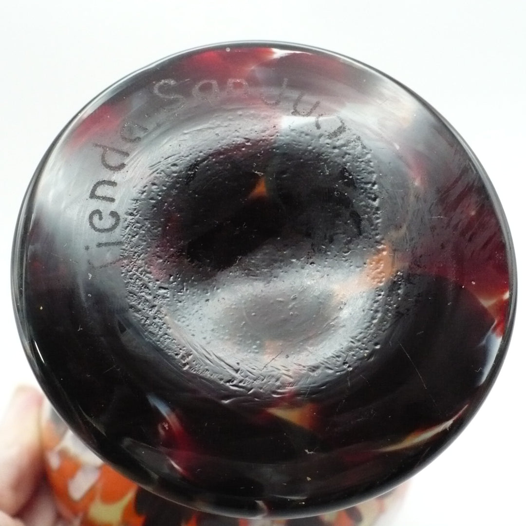 1930 Bohemian Spatter Glass Cabinet Vase, attr. to Steinwald.