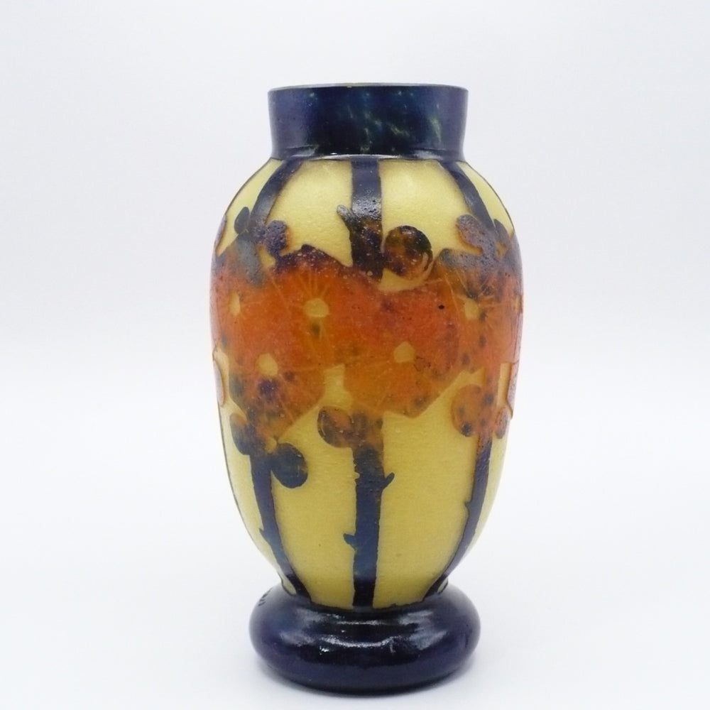 1922-1925 Le Verre Français Mirettes Cabinet Vase, Tricolor Cane.