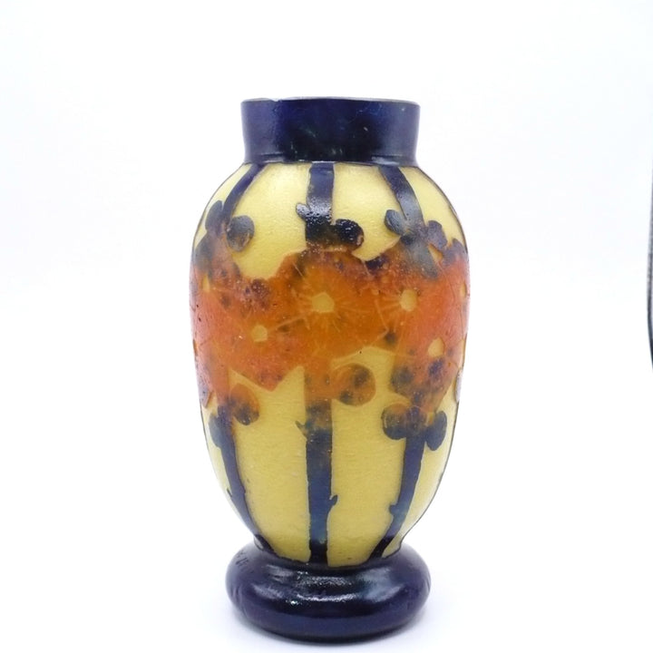 1922-1925 Le Verre Français Mirettes Cabinet Vase, Tricolor Cane.