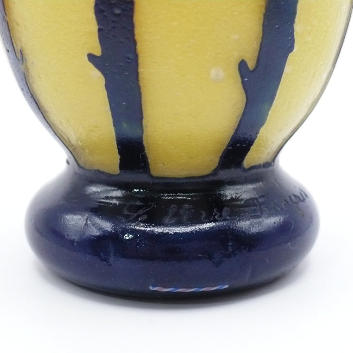 1922-1925 Le Verre Français Mirettes Cabinet Vase, Tricolor Cane.