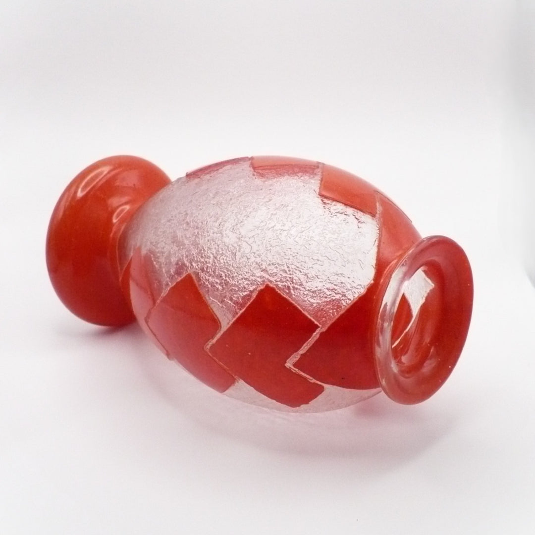 1925 Degué Art Deco Orange-Red Cameo Glass Table Vase.