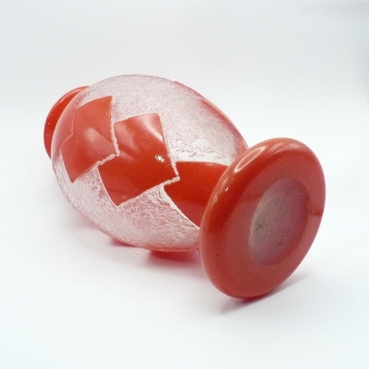1925 Degué Art Deco Orange-Red Cameo Glass Table Vase.