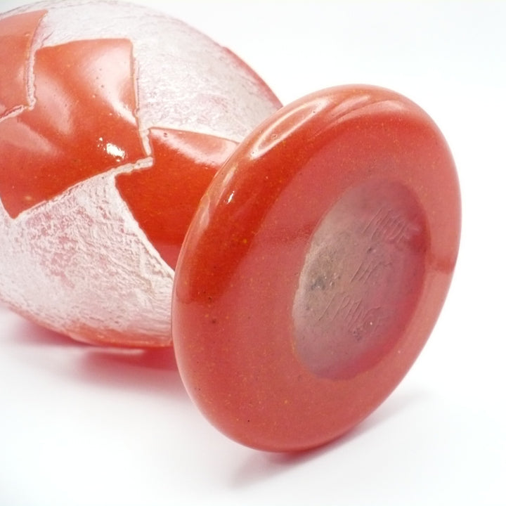 1925 Degué Art Deco Orange-Red Cameo Glass Table Vase.