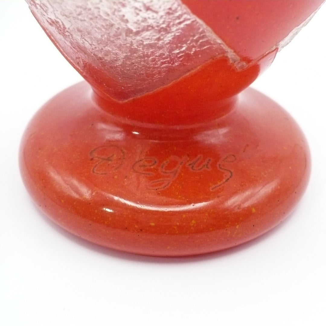 1925 Degué Art Deco Orange-Red Cameo Glass Table Vase.