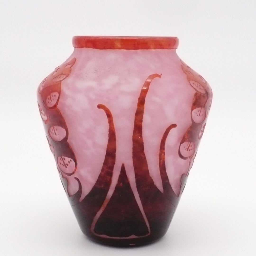 Le Verre Français Digitale Schneider Art Deco Foxglove Table Vase.