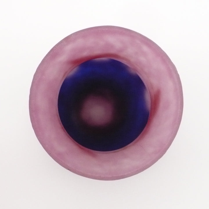 Degué 1925-30 Art Deco Cameo Glass Vase, Fuschia Floral, Signed.