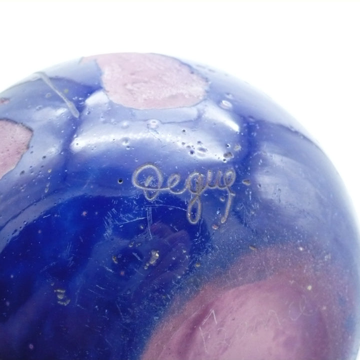 Degué 1925-30 Art Deco Cameo Glass Vase, Fuschia Floral, Signed.