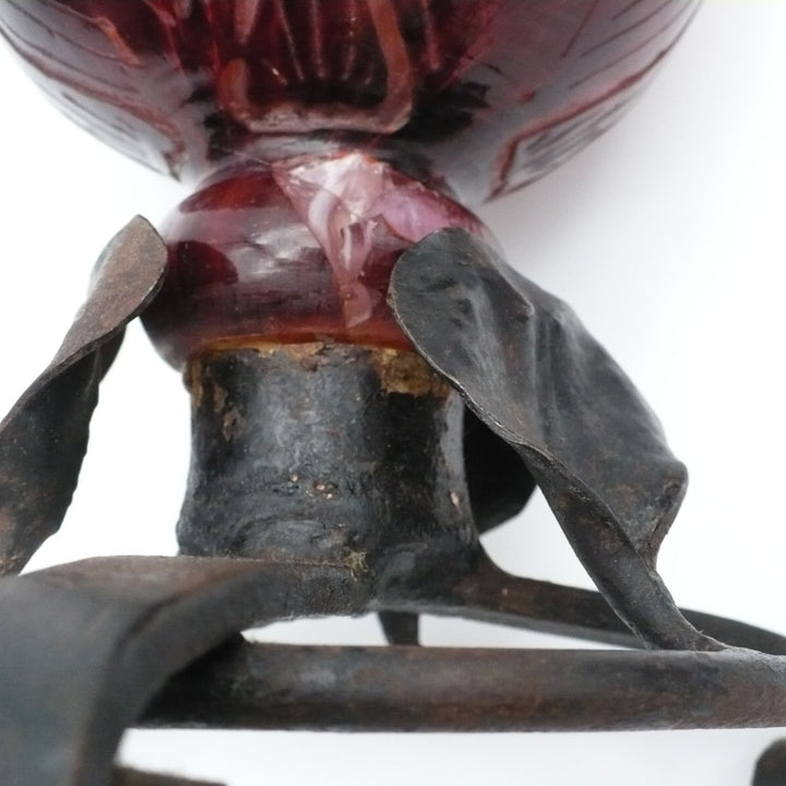 Le Verre Français Digitale Art Deco Vase w/ Forged Iron Base 12".