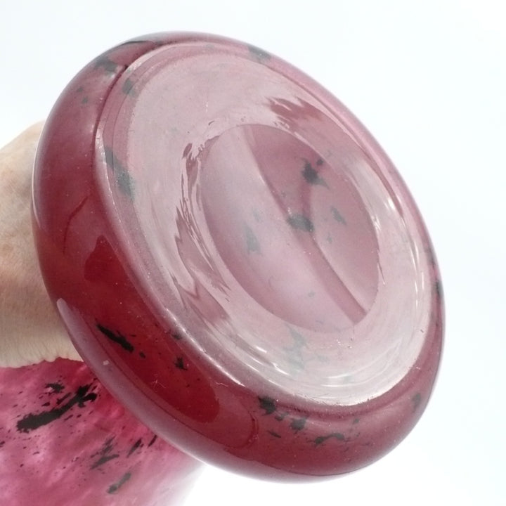 1920s Signed Schneider French Art Deco Glass Vas, Pink & Raspberry 12.75”.