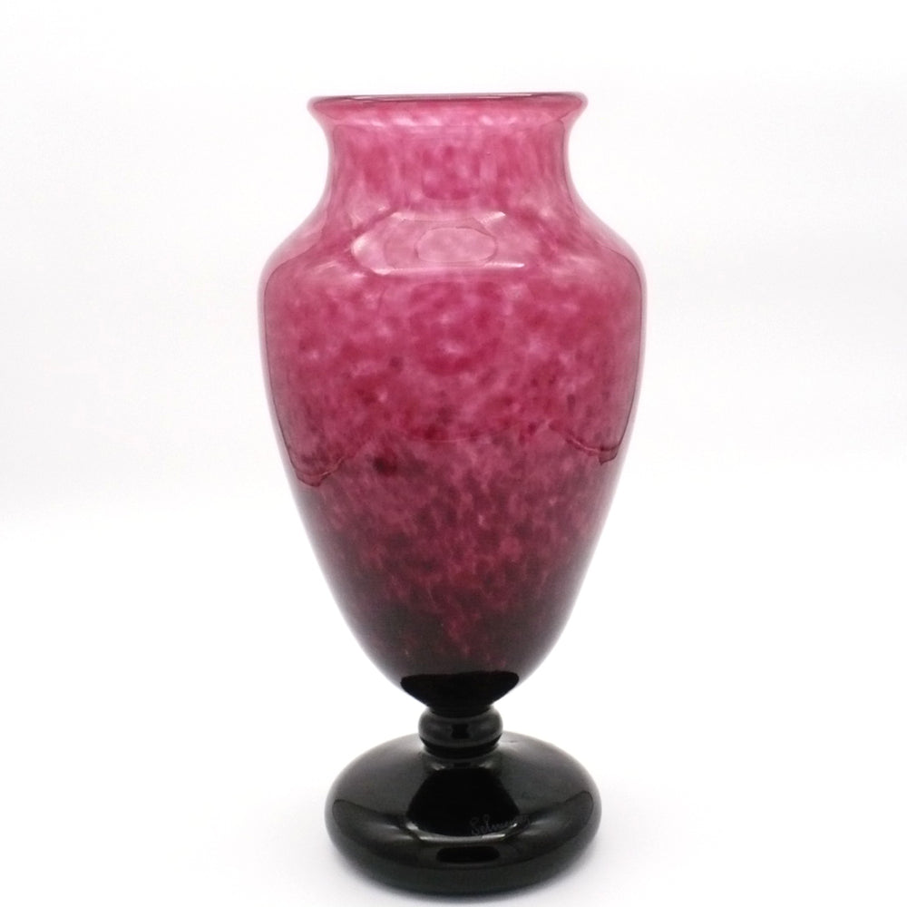 1928-33 Signed Schneider Art Deco Jade Large Mantel Vase French Art Glass 14".