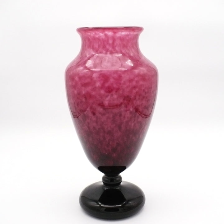 1928-33 Signed Schneider Art Deco Jade Large Mantel Vase French Art Glass 14".