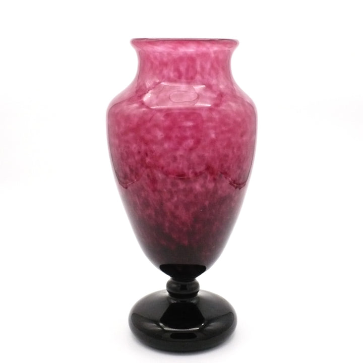1928-33 Signed Schneider Art Deco Jade Large Mantel Vase French Art Glass 14".