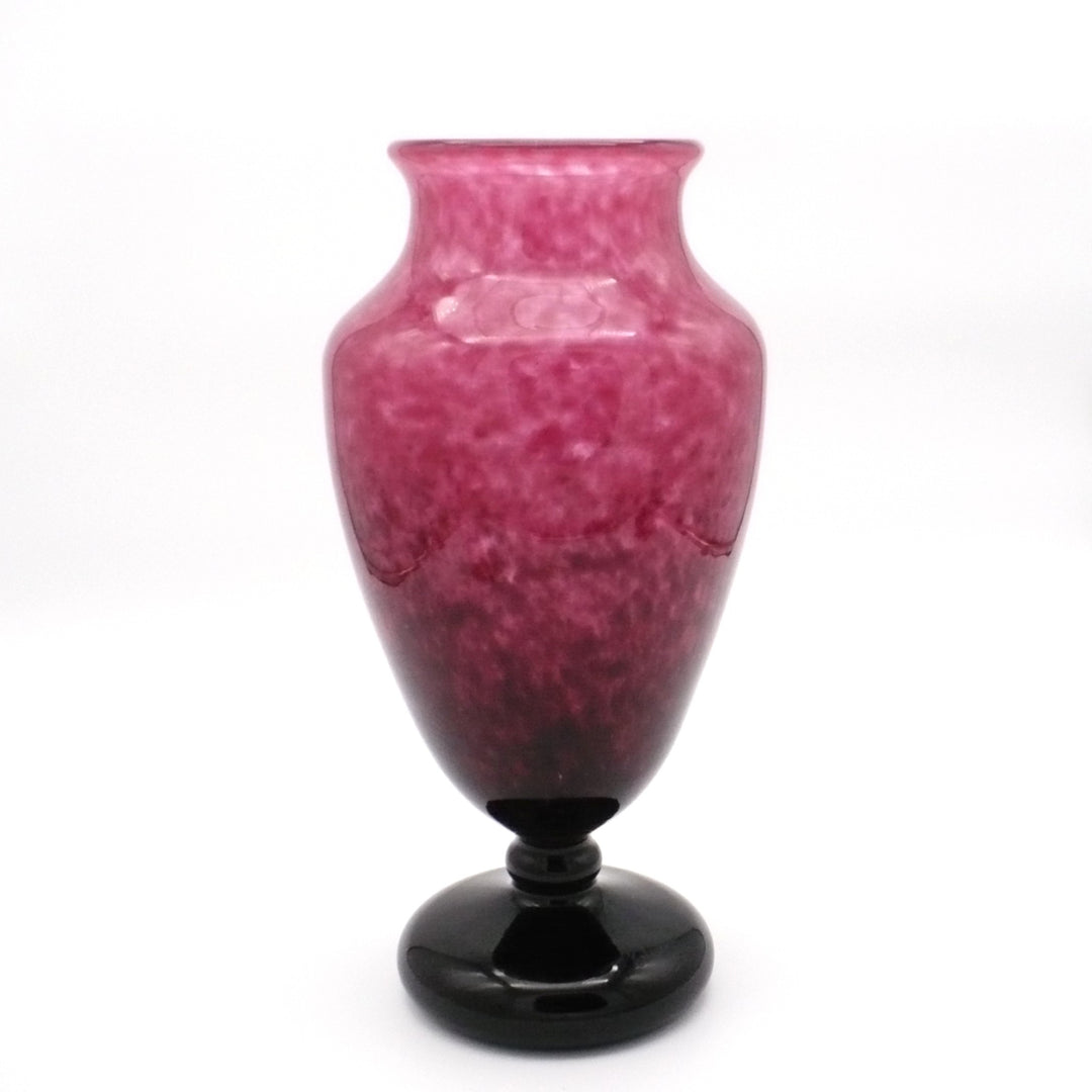 1928-33 Signed Schneider Art Deco Jade Large Mantel Vase French Art Glass 14".