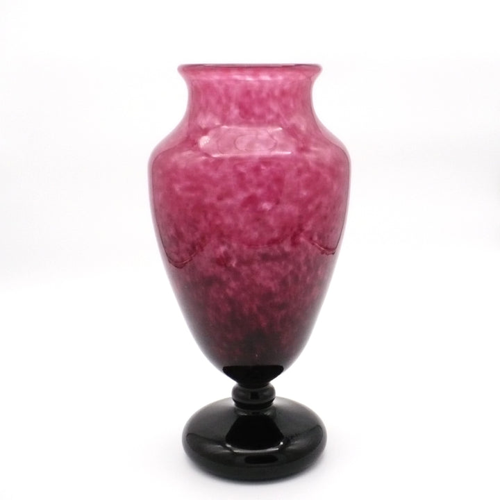 1928-33 Signed Schneider Art Deco Jade Large Mantel Vase French Art Glass 14".