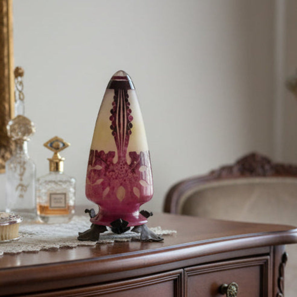 1923-26 Le Verre Français Veilleuse Amarantes Night Light.