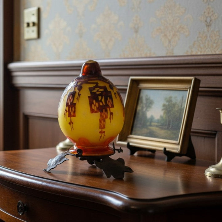 1923-26 Le Verre Français Veilleuse Boudoir Lamp, Frenes Night Light.