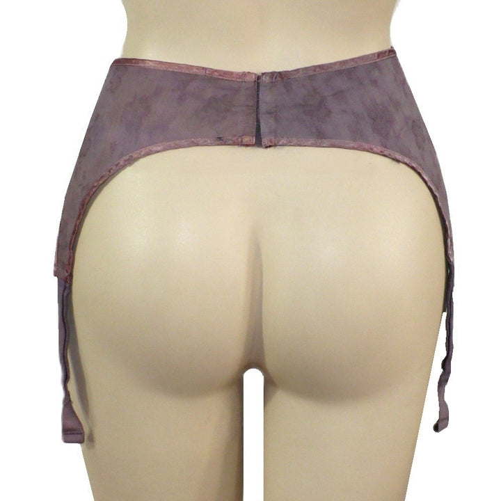 1940s Vintage Wartime Wonder Garter Belt XS, Embroidered Clovers, rear view.