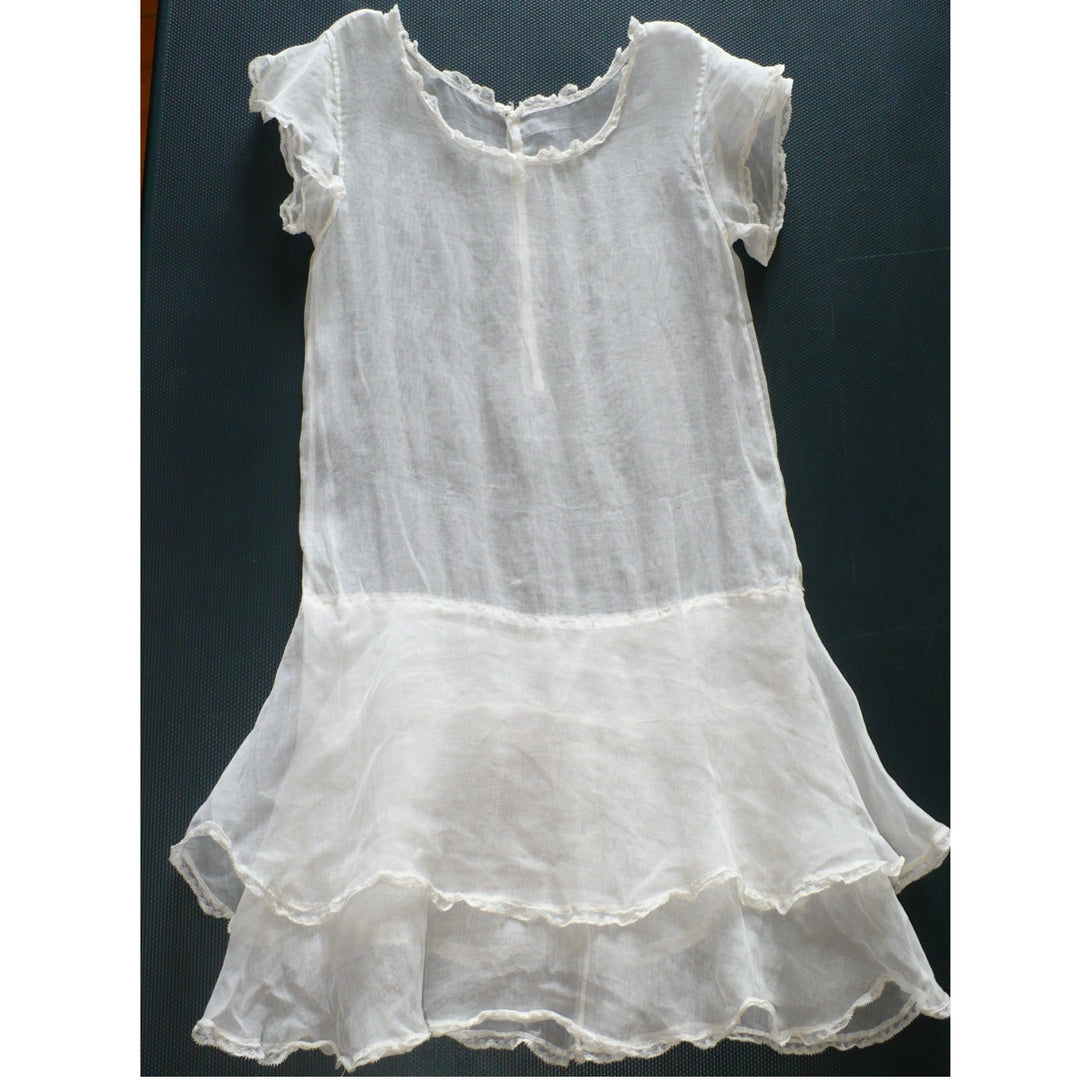 1920s Antique White Organdy Gatsby Toddler Dress (Size: 2T)