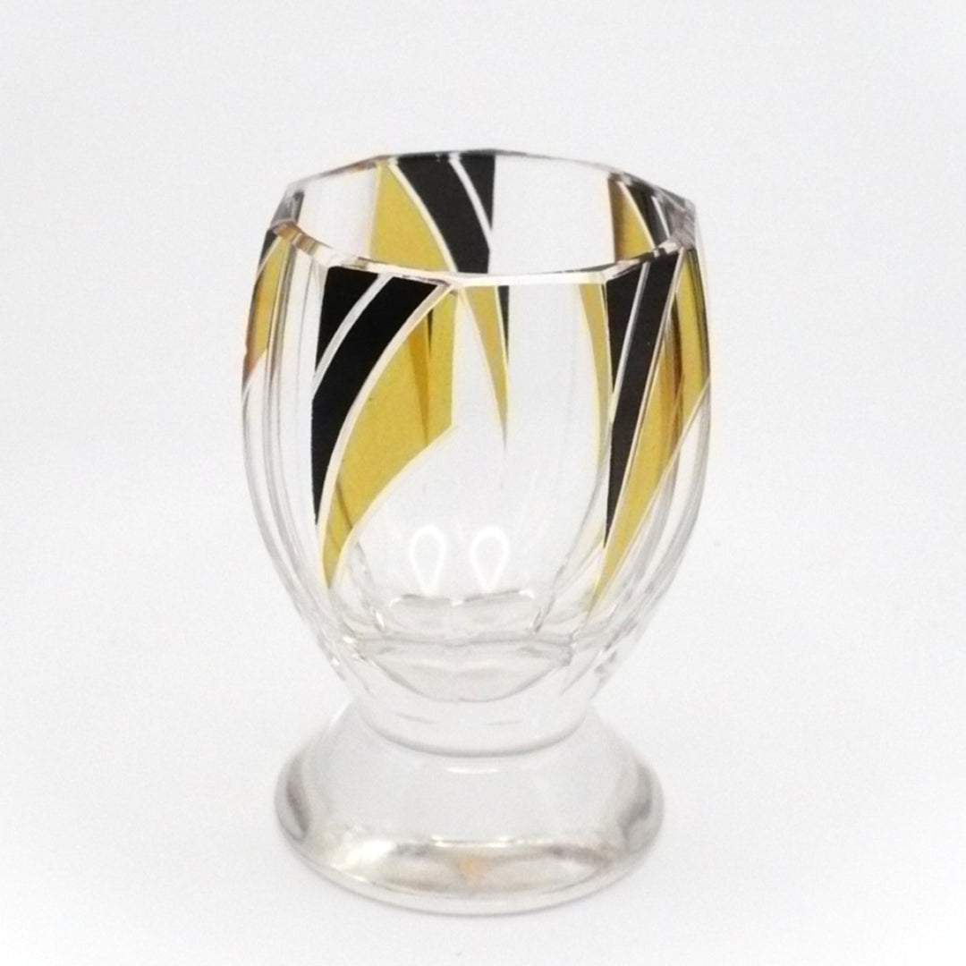 1930s Vintage Karl Palda Art Deco Yellow Gold and Black Cordial,Glasses.