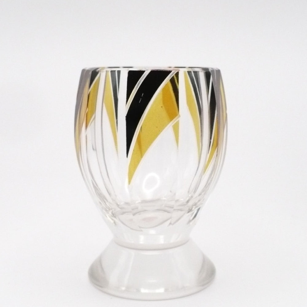 1930s Vintage Karl Palda Art Deco Yellow Gold and Black Cordial.Glasses.
