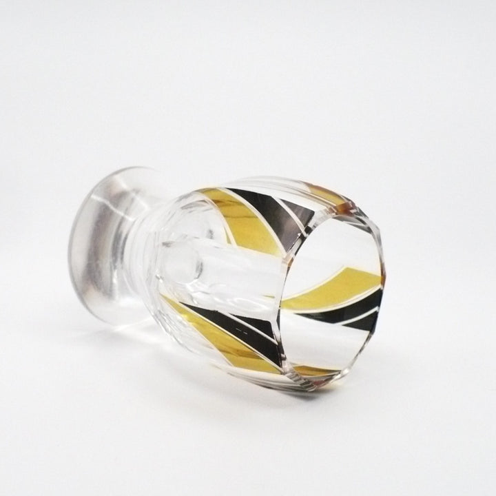 1930s Vintage Karl Palda Art Deco Yellow Gold and Black Cordial Glasses; Bohemian Glass.