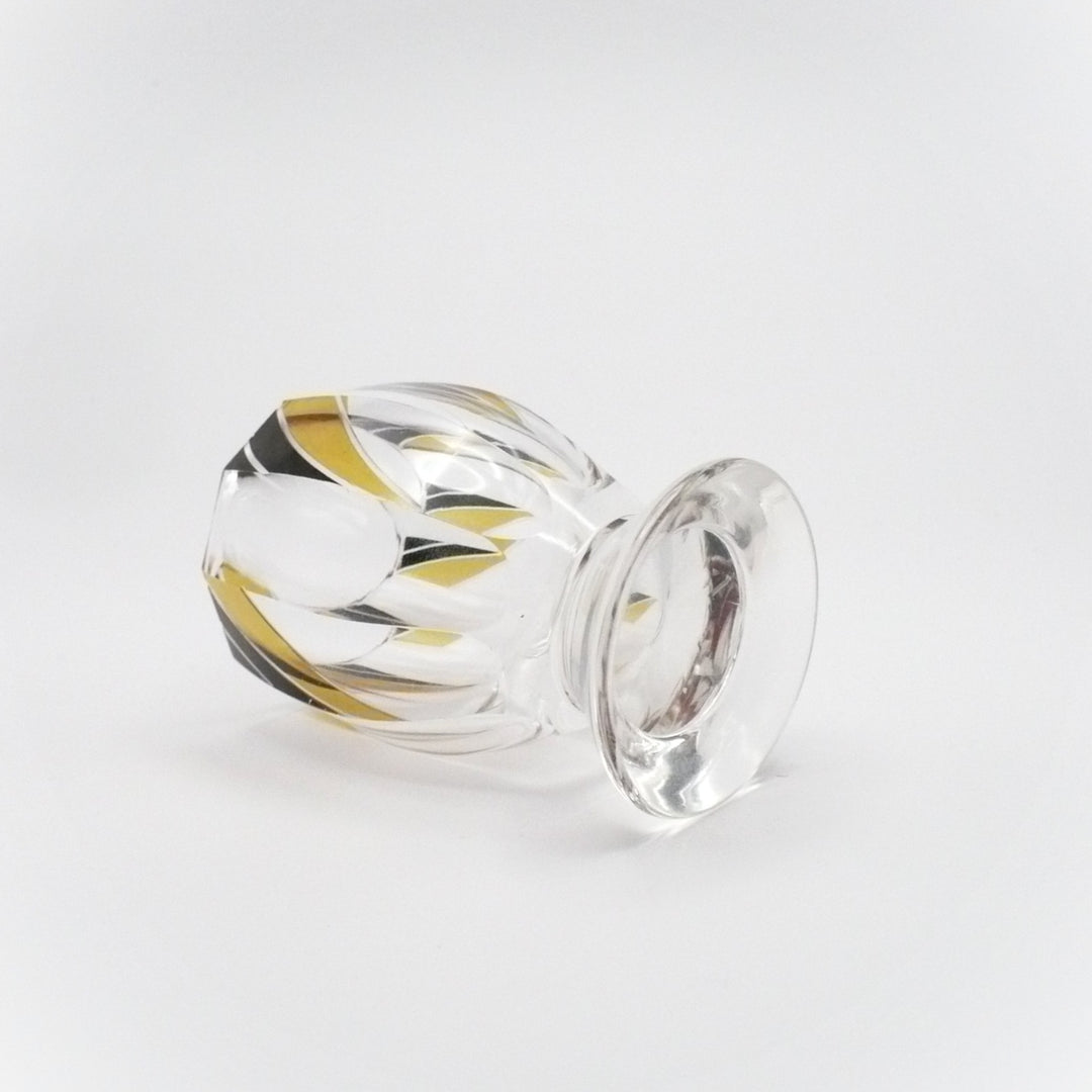 1930s Vintage Karl Palda Art Deco Yellow Gold and Black Cordial Glasses; Bohemian Glass.