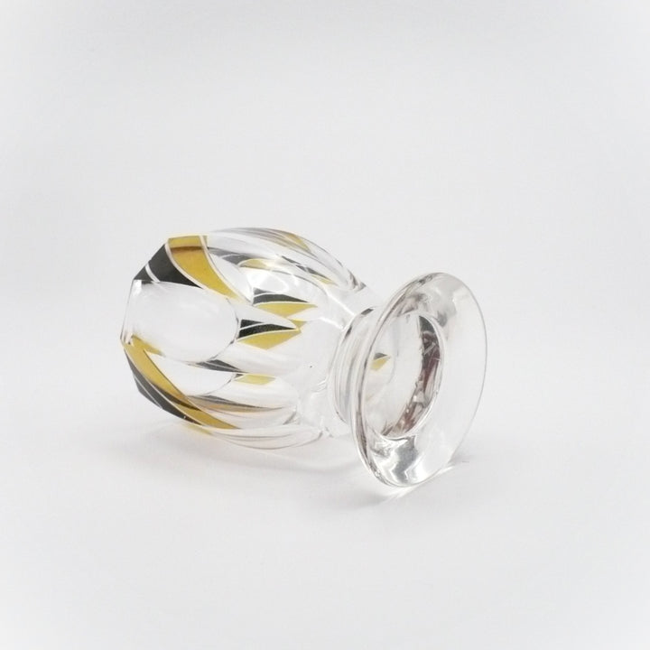 1930s Vintage Karl Palda Art Deco Yellow Gold and Black Cordial Glasses; Bohemian Glass.