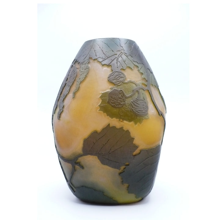 Legras France Ovoid Hazelnut Vase, French Art Glass.