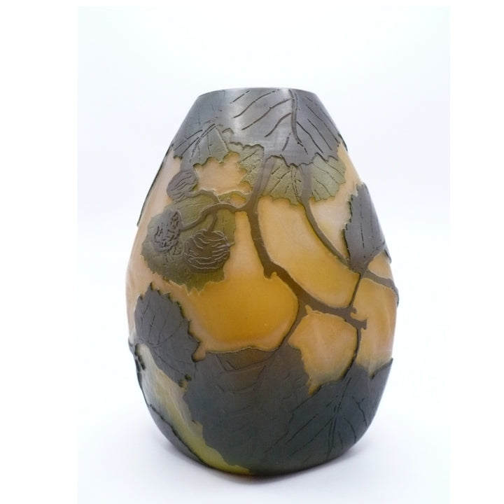 Legras France Ovoid Hazelnut Vase, French Art Glass.