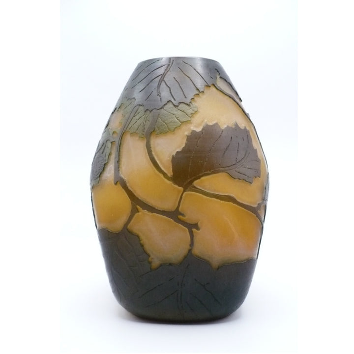 Legras France Ovoid Hazelnut Vase, French Art Glass.